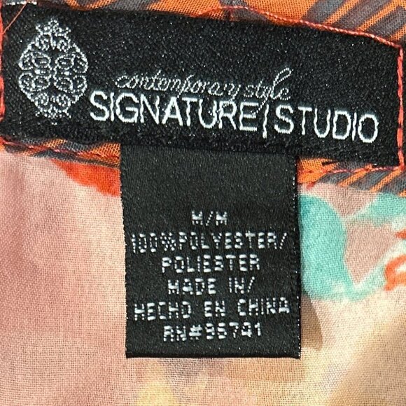 Signature Studio SZ M Ivory Colorful Bow Button Front Top Romantic Casual Dressy - Picture 8 of 9